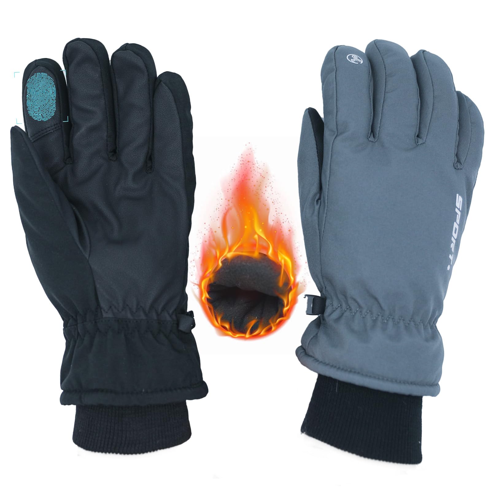 Gants d'hiver chauds imperméables enfants coupe-vent pour ski et course - 8
