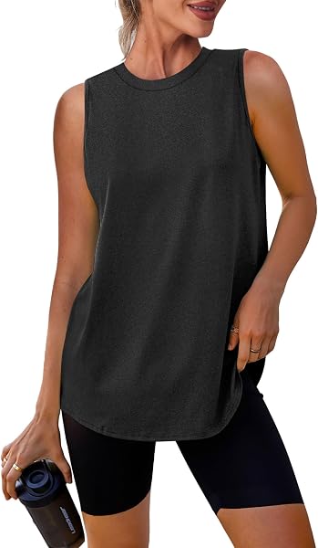 Canotte da allenamento leggere, senza maniche, da donna, vestibilità larga, per atletica, corsa, tennis, yoga - 1