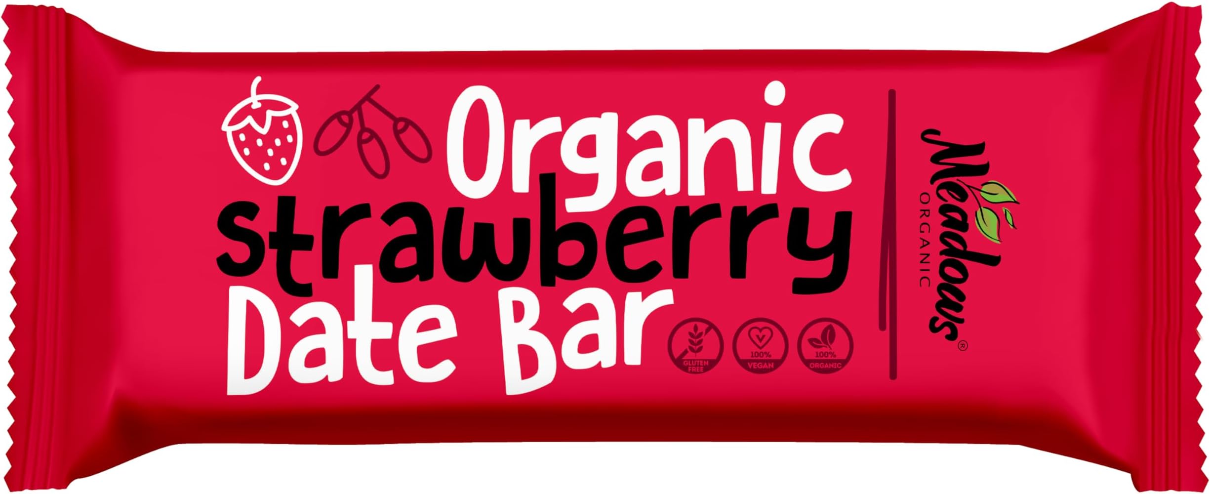 Gluten Free and Vegan Strawberry Date Bar 40g - A Great Healthy Snacking Option That is High in Fiber with No added sugars and Non-GMO.