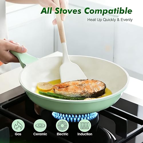 Miniatura 3 de SENSARTE - Sartén antiadherente de cerámica de 12.5 pulgadas, sartén saludable no tóxica, compatible con inducción, sartén para tortilla con mango