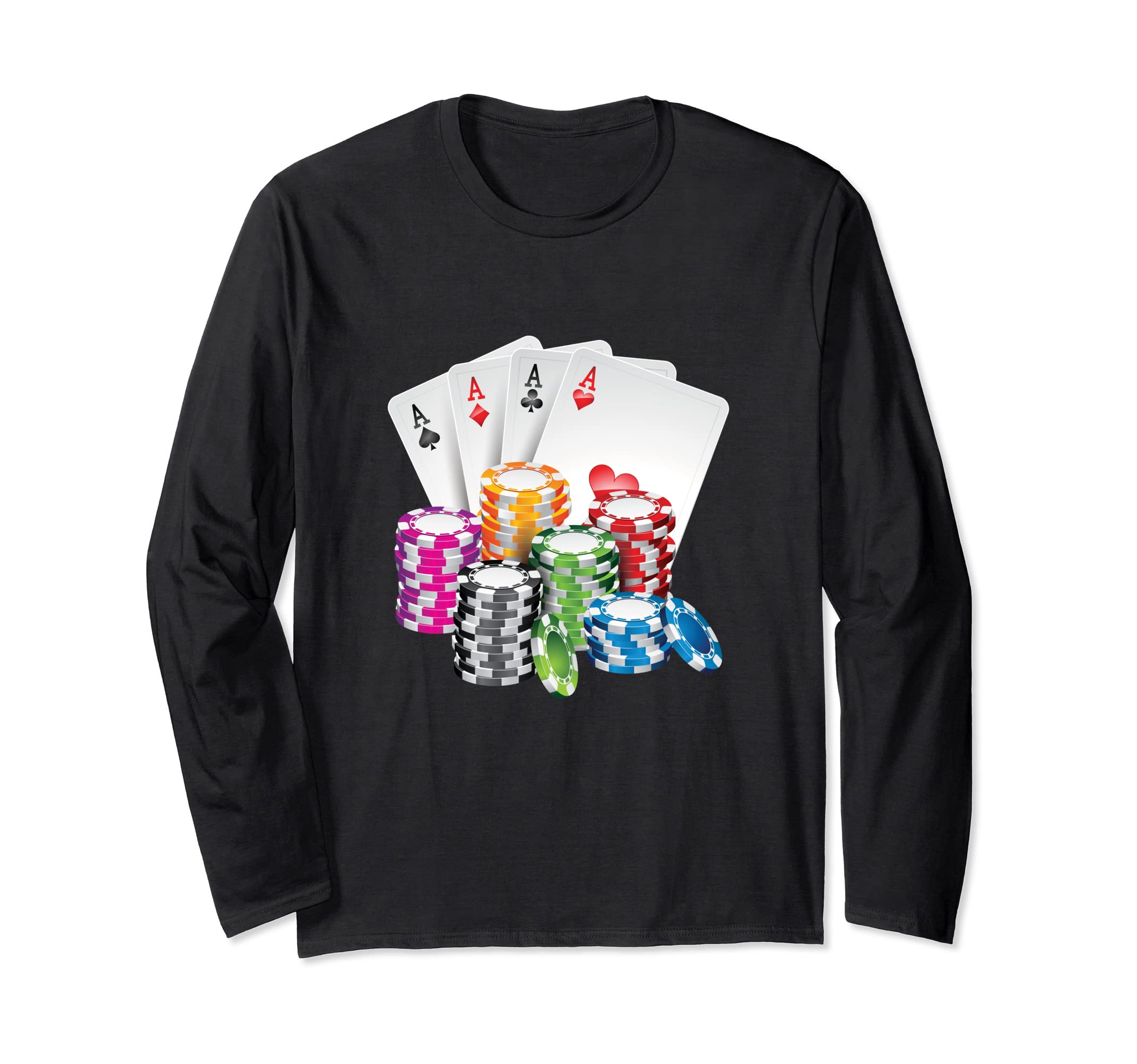 King Poker King Lady Card Casino Chip Gambling Casino Long Sleeve T-Shirt, Black