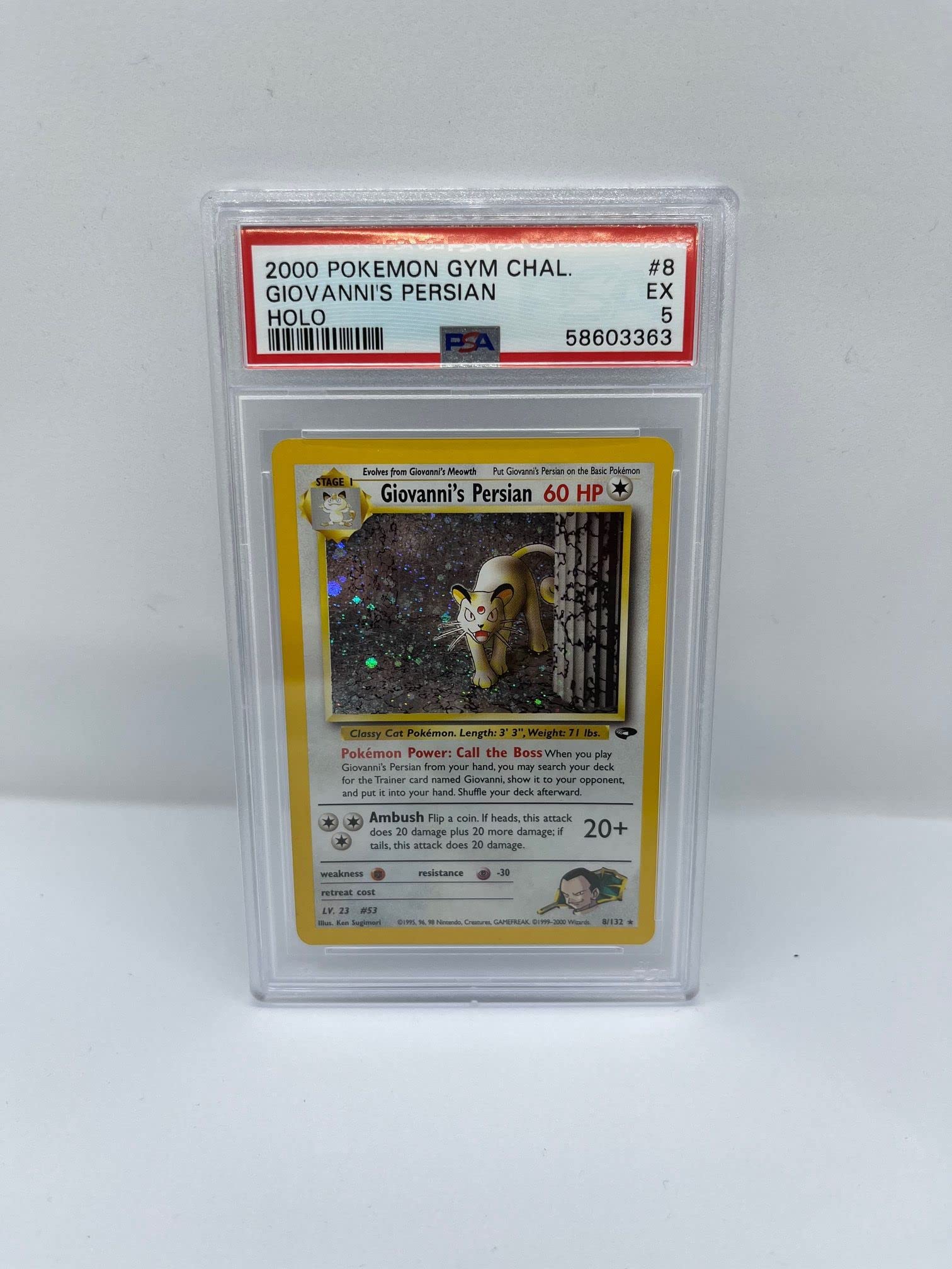 Giovannis Persian 8/132 PSA 5 Pokemon Rare Card (Pokemon Gym Chal) +  TitanCards® Toploader : Amazon.com.be: Toys