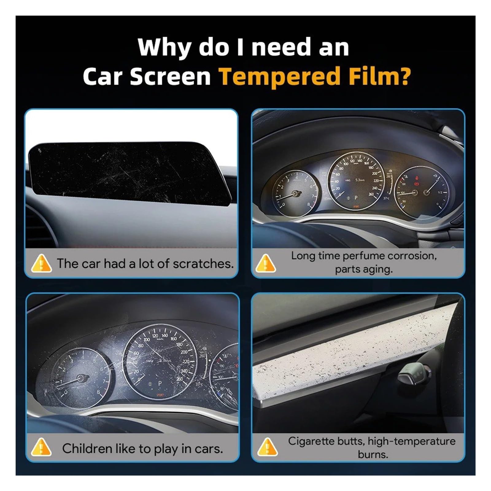Navigation Displayschutz Für Mazda 3 Für Axela 2019-2024 Gehärtetes Glas Film Schutz Auto Center Konsole GPS Navigation Screen Dashboard Display Displayschutzfolie(Dashboard)