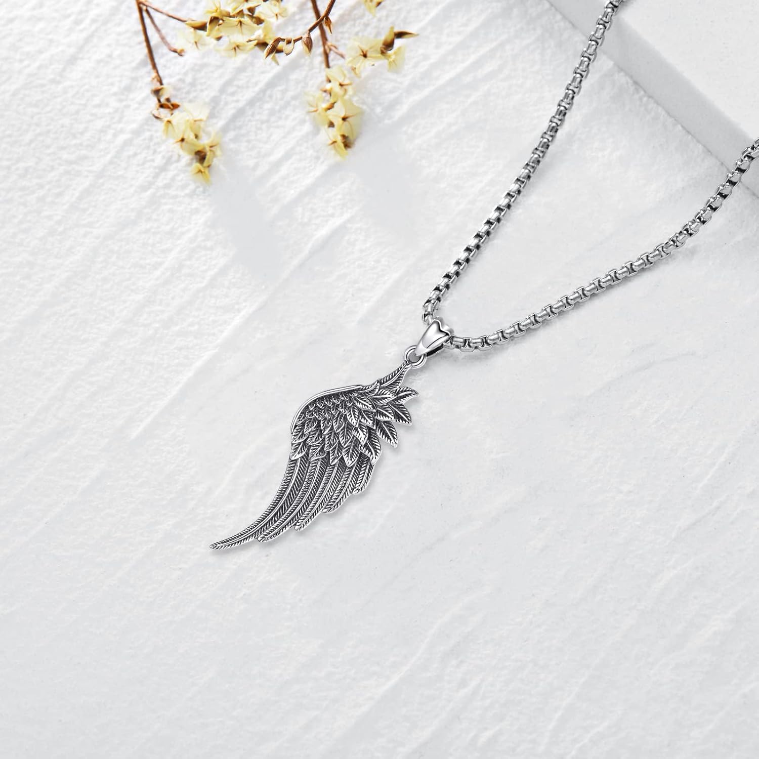 Angel Wings Necklace 925 Sterling Silver Guardian Angel Nurse RN Caduceus Pendant Charm Crystal Angel Jewelry Gifts for Women - Image 2