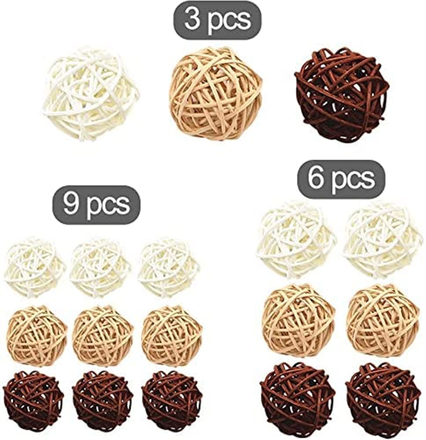 LATRAT 18 bolas decorativas de ratán, bolas decorativas de mimbre, bolas de ratán, bolas de boda, decoración de mesa para fiestas, aromaterapia, aromatizantes, conejos, pájaros, loros, juguetes para