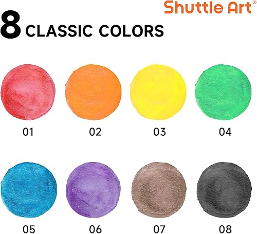 Miniatura 2 de Shuttle Art Juego de pintura de acuarela de 8 colores a granel, paquete de 40, juego de pintura de acuarela con pinceles para niños y adultos,