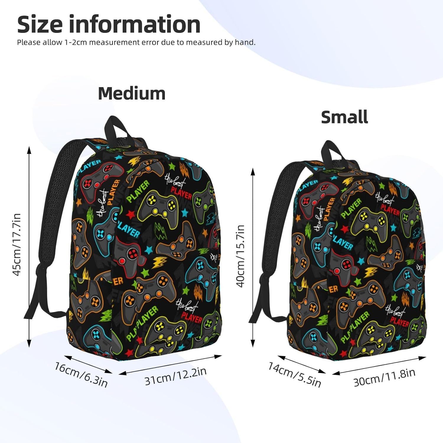 Video Game Controller Backpack 15.7 Inch Laptop Backpack Travel Hiking Daypack Gamer Joystick Gaming Theme Multipurpose Bookbag For Men Women