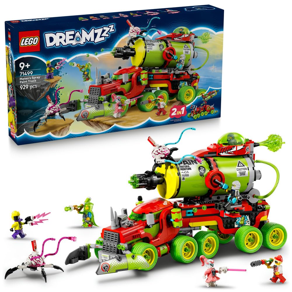 LEGO DREAMZzz Sprayowa ciężarówka Mateo 71499 | ciężarówka fantasy, zestaw klocków, prezent dla chłopca i dziewczynki 9+, kreatywna misja, 929 elementów