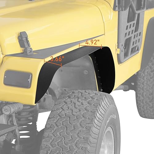 Miniatura 4 de Hooke Road Wrangler TJ - Juego de 4 guardabarros planos, delanteros y traseros de acero para Jeep Wrangler TJ 1997-2006