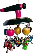 Wooden Handcrafted Multicolor Hanging Toy for Babies – Bird,Animal Theme Rattle with Crinkle,Squeaky Sounds – Decorative for Cradle,Jhula,Swing,Car Seat,Stroller– Traditional Indian Design