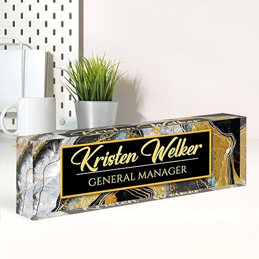 01. Desk Name Plate Personalized, Custom Name Plate for Desk, Office Desk Decor for Women Men, Acrylic Desk Accessories, Office Gifts for Boss, Nurse, Teacher - Employee Appreciation Gifts for a Memorable Christmas