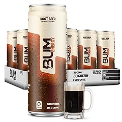 BUM Root Beer Sugar-Free Energy Drink, 12 oz Pack of 12