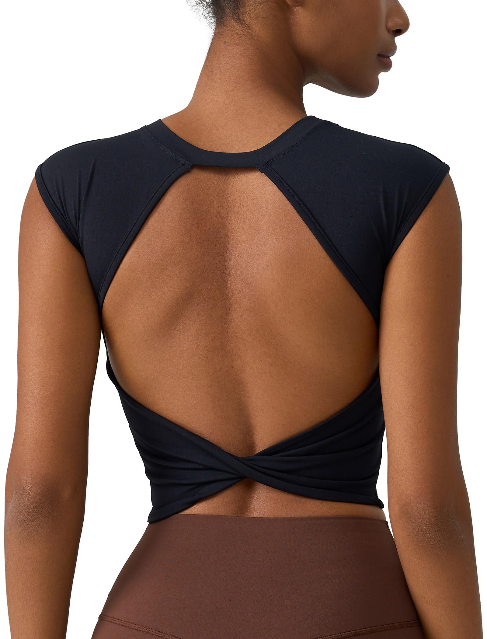 Odizli Damen Sommer Ärmellos Rückenfrei Sport Yoga Fitness Shirt Oberteile Top mit BH