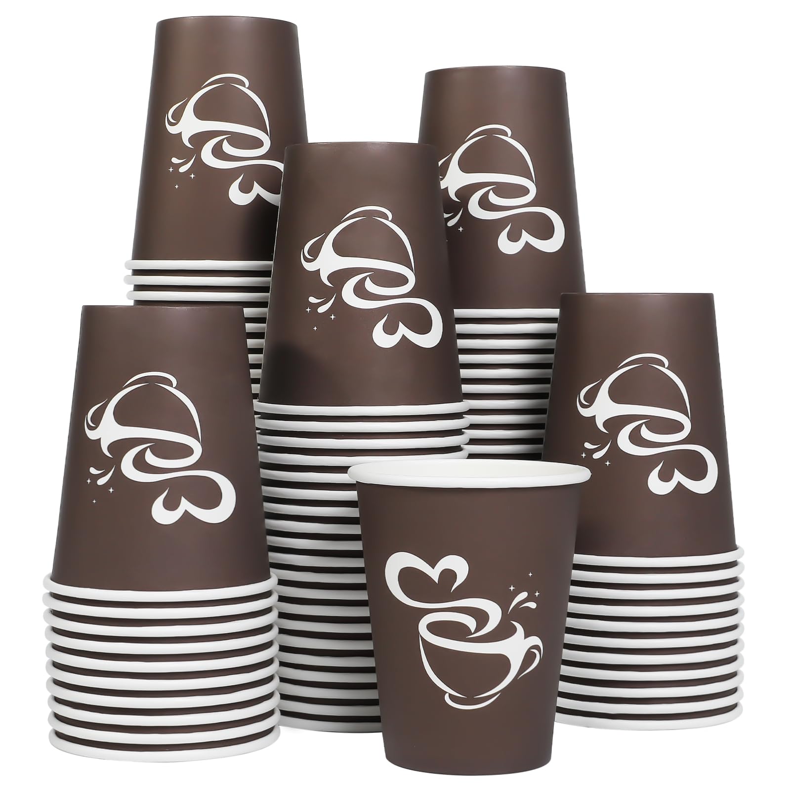 Disposable Coffee Cups - 300 Pack 12oz Brown -11