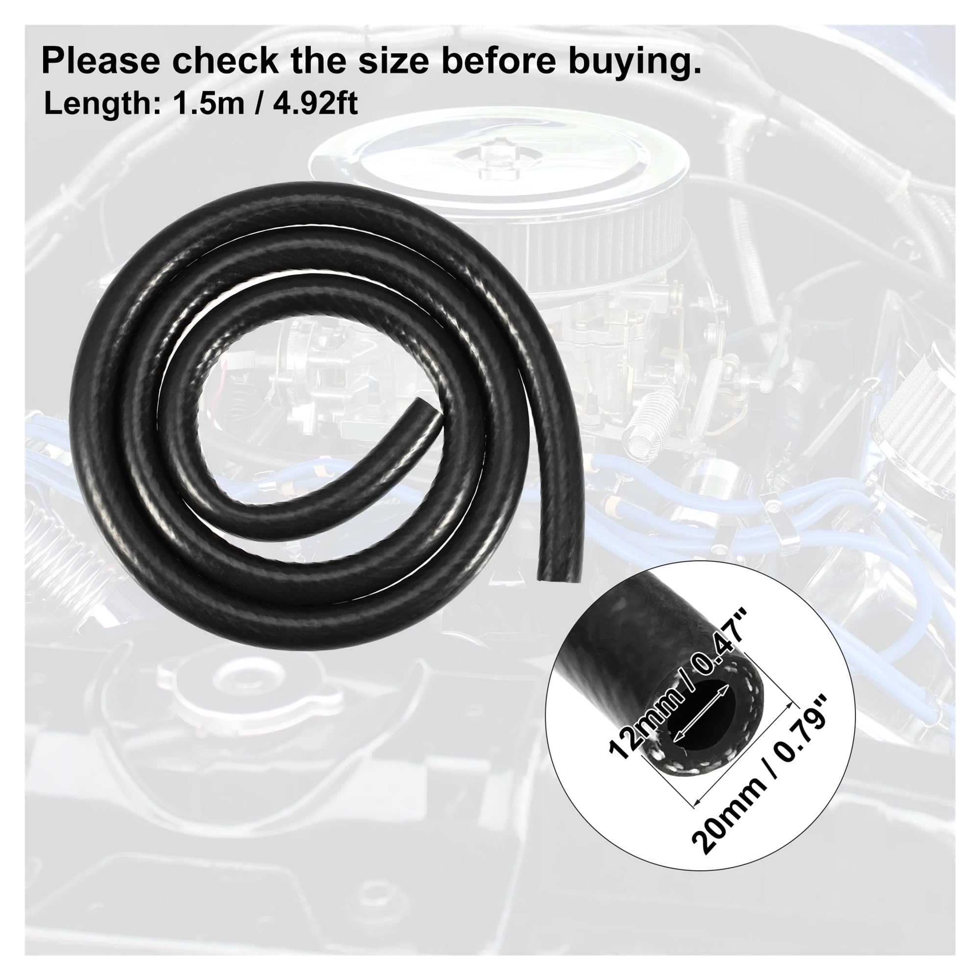 Tubo flessibile for vuoto in silicone for autoveicoli, tubo di aspirazione dell'aria del motore, lunghezza 1 m, 1,5 m, diametro interno 6 mm, 8 mm, 10 mm, 18 mm(12mm ID 1.5M)