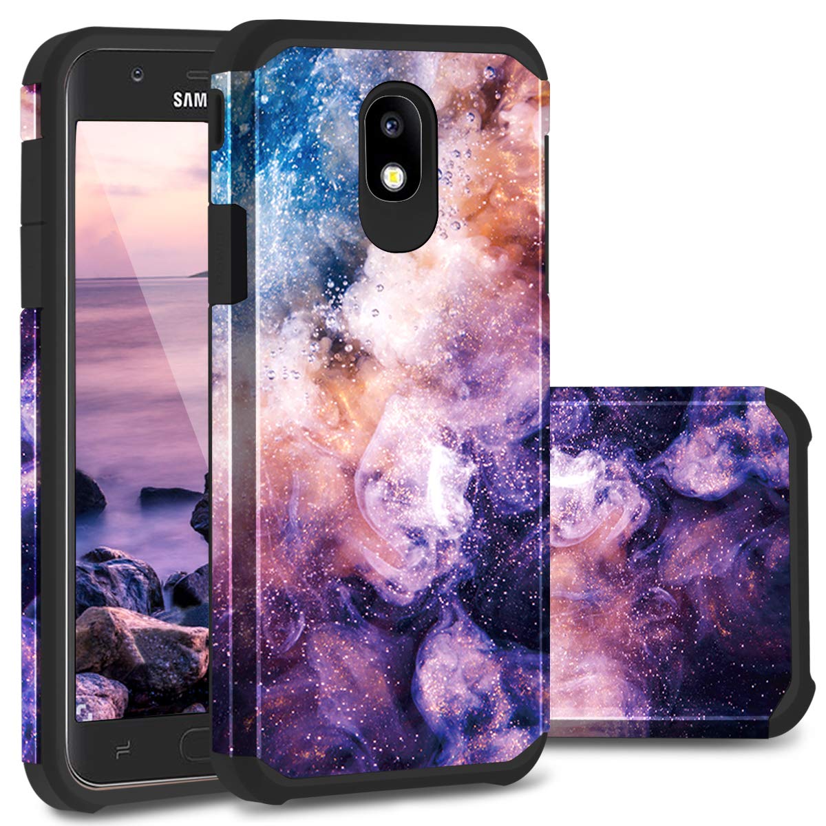 Galaxy J7 2018 Case,Casewind Samsung Galaxy J7 2018 Case Nebula Hard PC Soft Silicone Shockproof Dual Layer Bumper Hybrid Protective Case for Samsung J7 Star/J7 Refine/SM-J737/J7 Aura/J7 Aero/J7 Eon