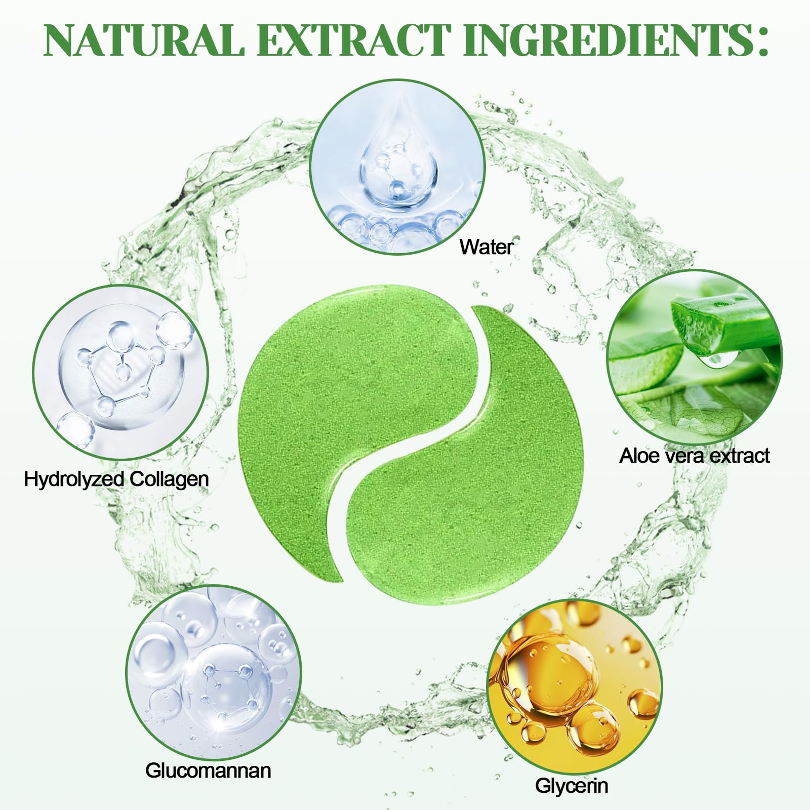 30 Paia Patch Occhi, Maschera Occhi di Aloe Vera, Collagene Patch Occhi, Rimuovi Borse e Puffiness, Maschera Per Gli Occhi Idratante All'Acido Ialuronico, Migliora Rughe, Contorno Occhi Idratante