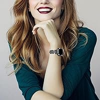 Vista 5 de Cadenas de metal de cristales y vaquero compatibles con Apple Watch con funda protectora brillante de 1.496 pulgadas, 1.575 pulgadas, 1.614