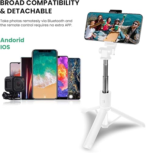 Miniatura 6 de Selfie Stick para iPhone trípode con control remoto inalámbrico extensible trípode trípode extensible para iPhone y Android, para viajes selfies