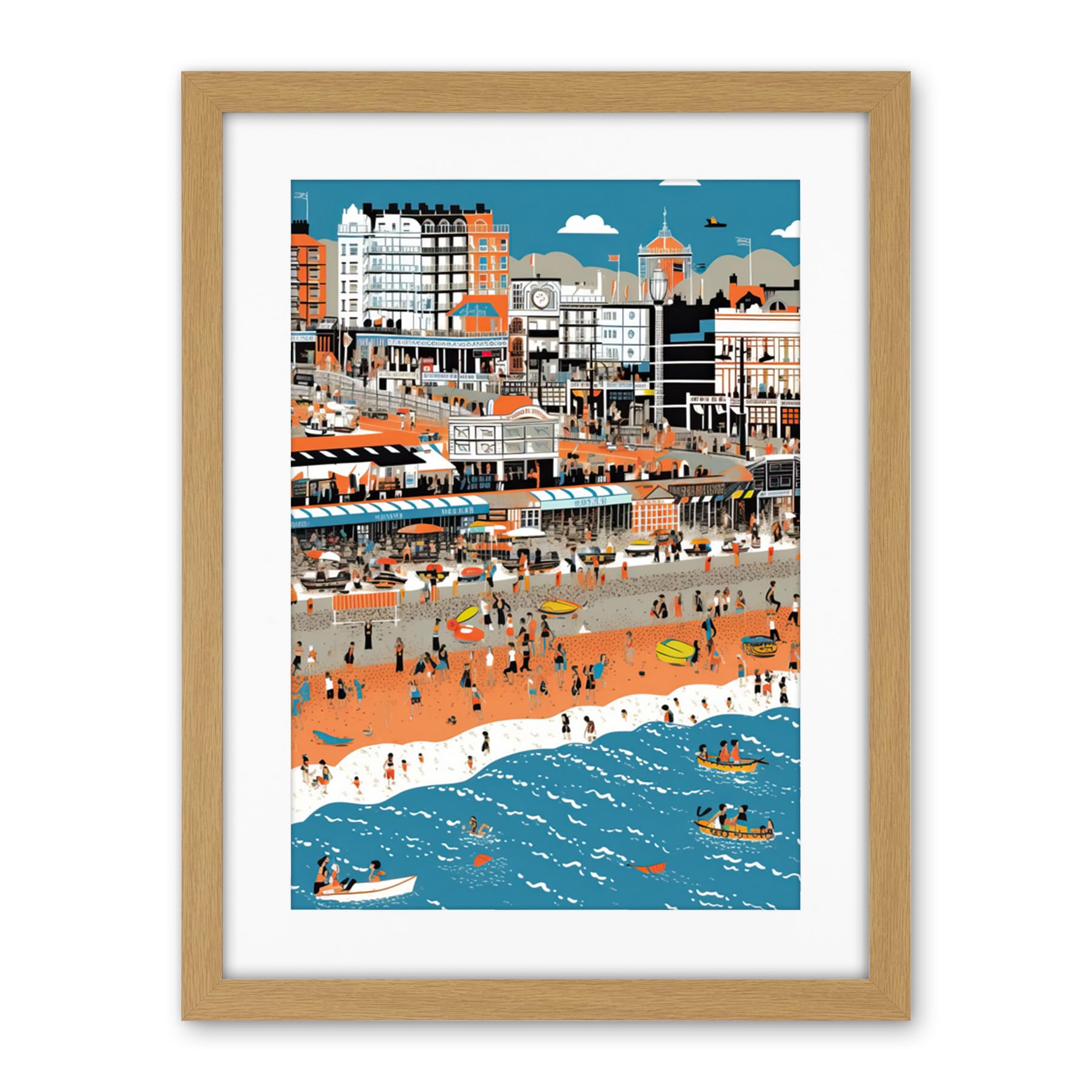 Artery8 Brighton Beach and Palace Pier Modern Abstract Artwork Framed Wall Art Print 18X24 Inch