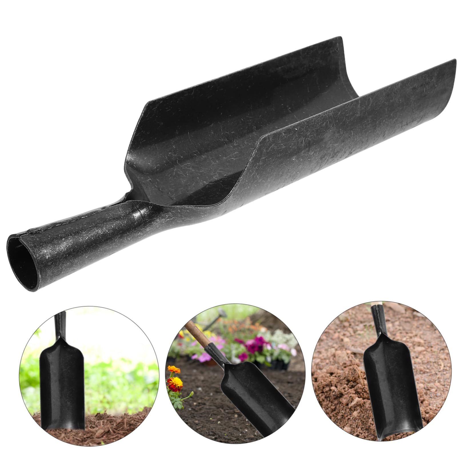 Pala da Giardino in Acciaio al Manganese, Nero, Robusta | Scavo e Trapianto, Impugnatura Rinforzata, Taglio Radici Metalliche, Attrezzo Manuale