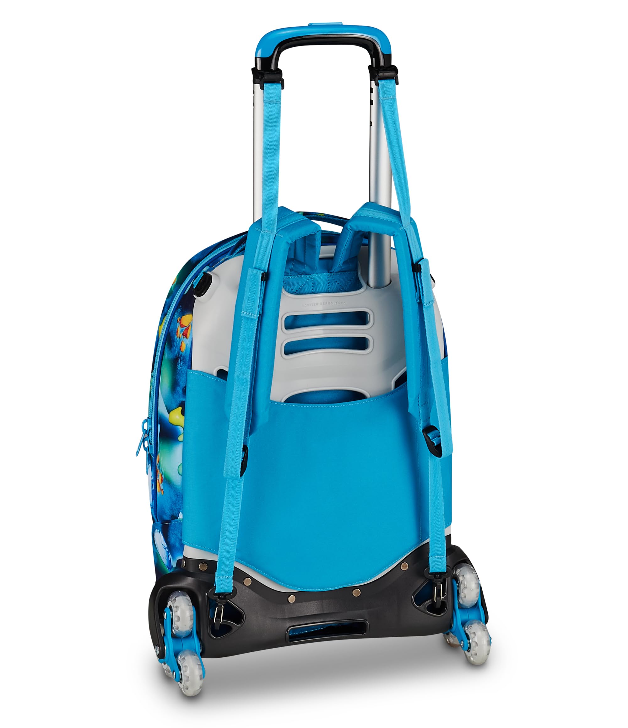 SJ GANG STYLE JAM GANG Trolley Jack 8 ruote SPACE RIDE, Blu, 34L, Scomponibile, Crossover System, 3 in 1, Spallacci a scomparsa, Tasca frontale con astronauta 3D, Scuola elementare, Bambino