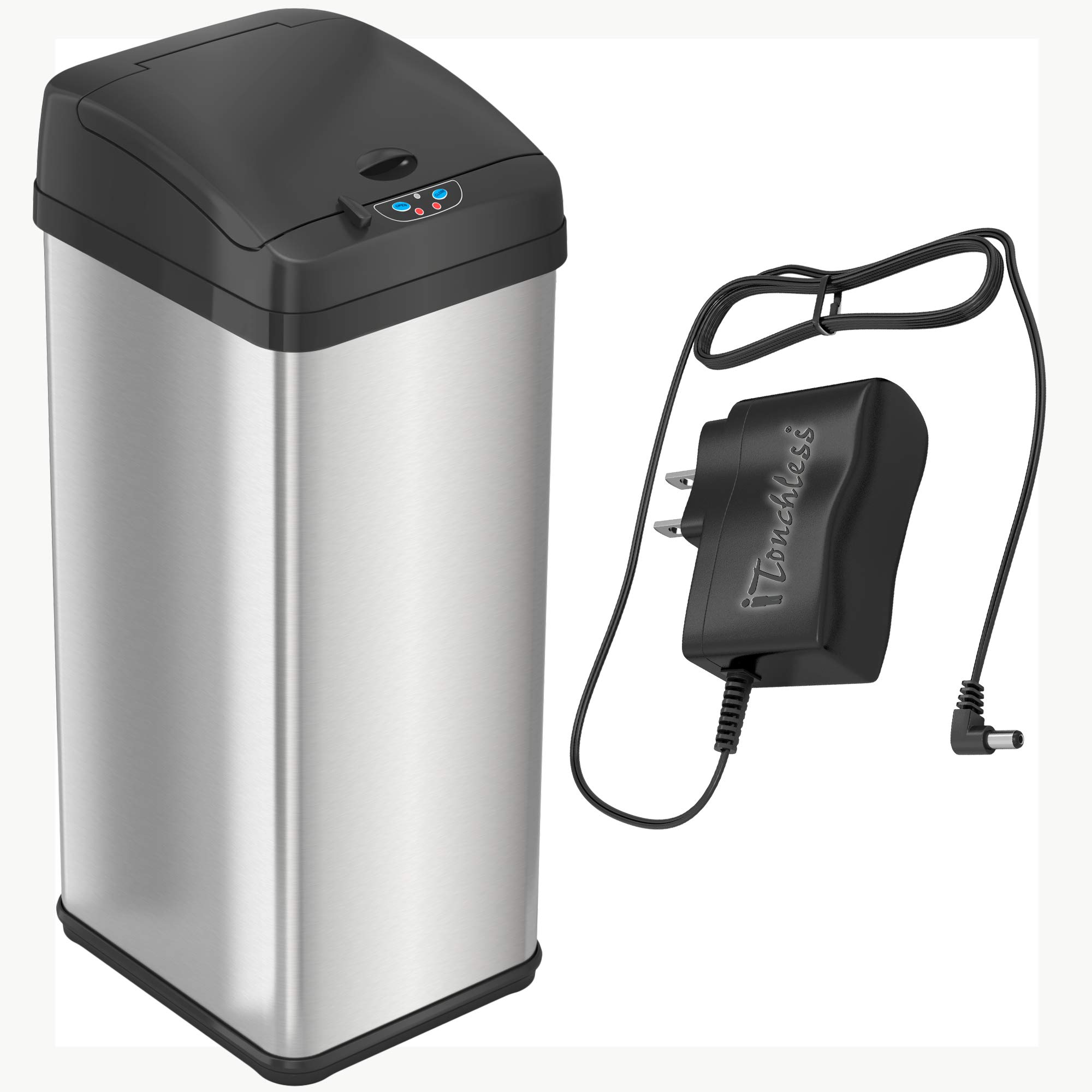 iTouchless 13 Gallon Automatic Sensor Touchless Trash Can with AC ...