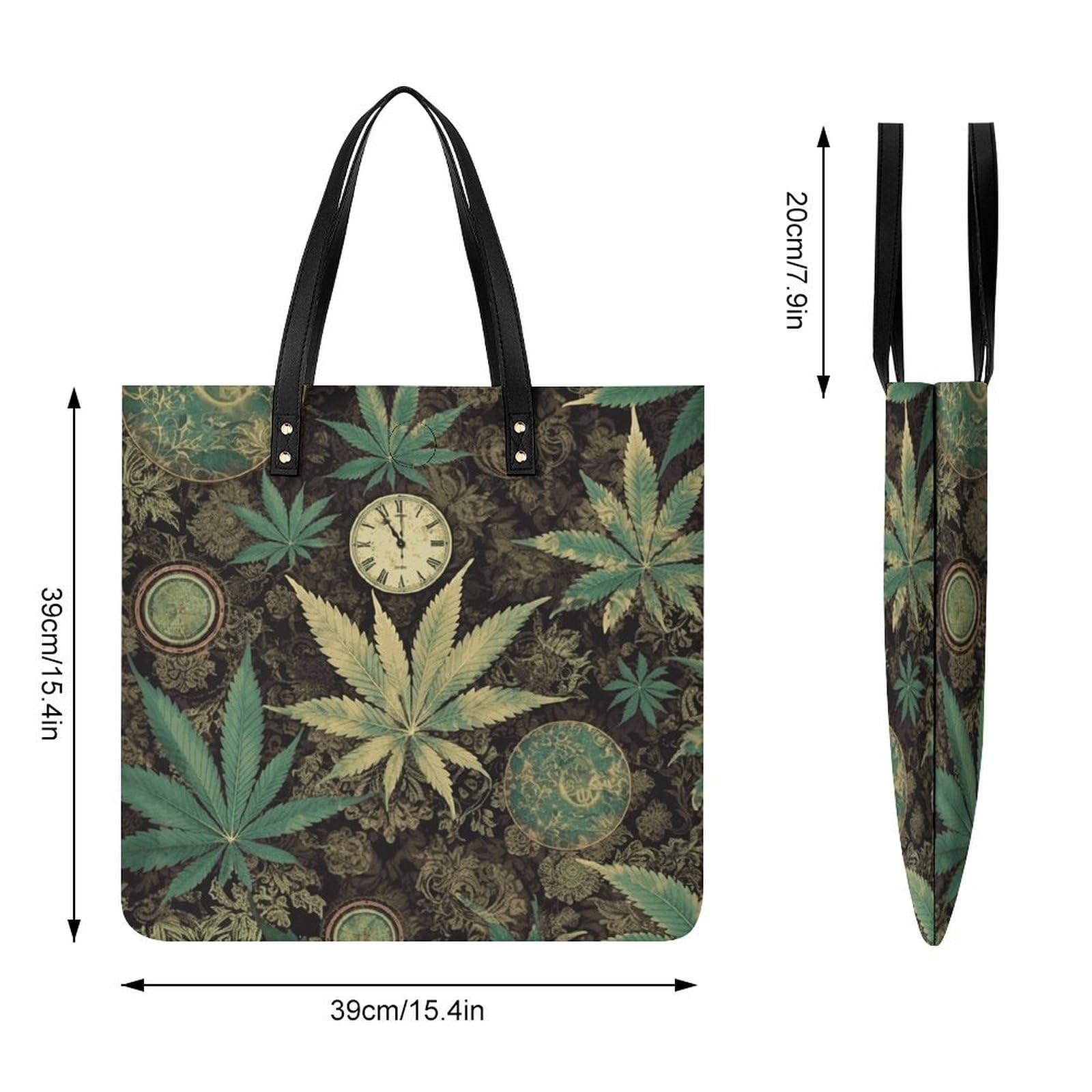 A Puff in Time Weed Marijuana Large Leather Handbags Women Fashion Handbag Multifunctional Travel Bag It Is A Great Gift for Mothers, Teachers, Friends, Bridesmaids