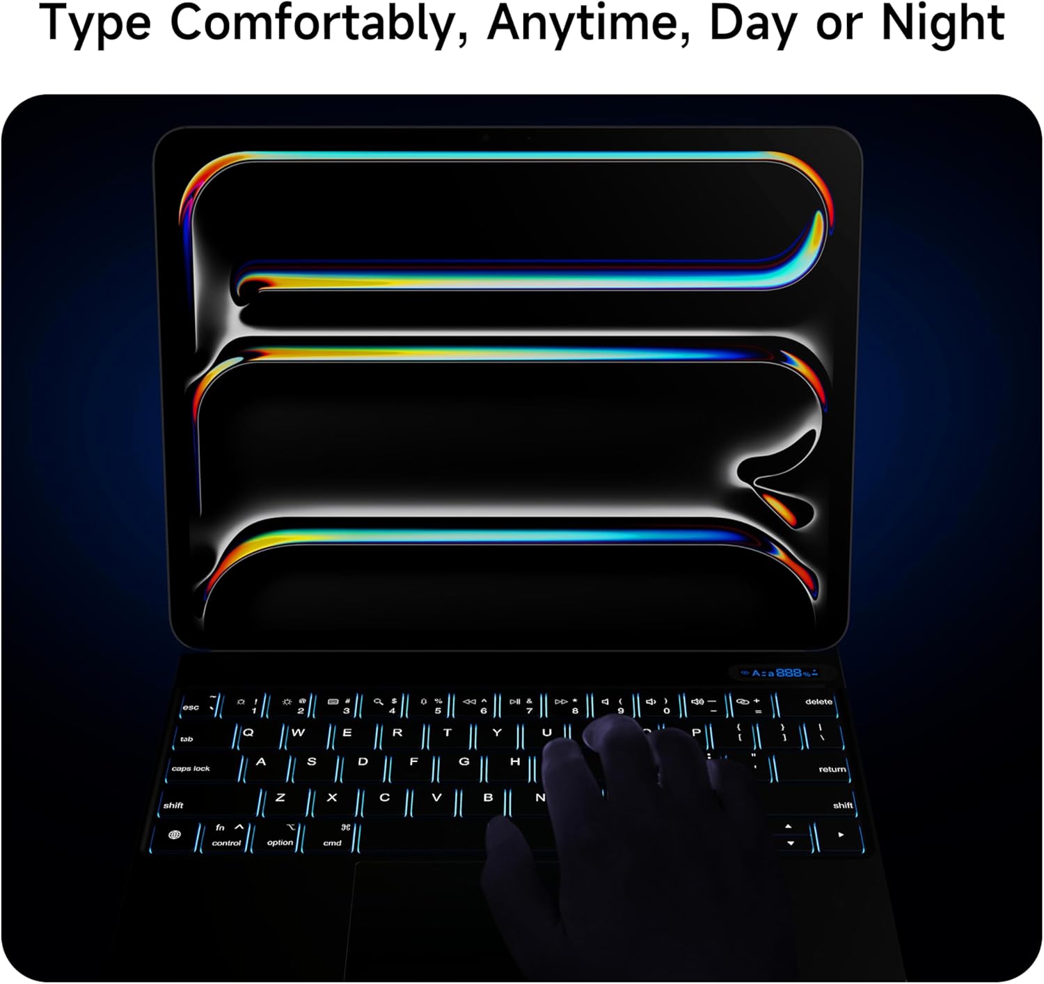 nimin Keyboard case for iPad Pro 11-inch M5/M4 2025/2024, 7 Colour Backlit, Multi-Touch Trackpad, Floating Magnetic Design, Battery Display, Obsidian Black