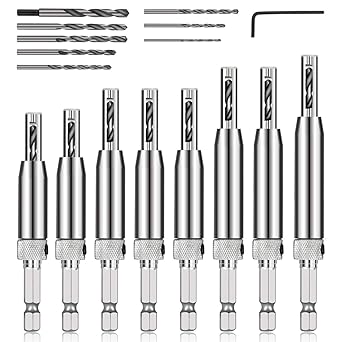 COMOWARE 17pcs VIX Bits Self Centering Drill Bit Set, 1/4
