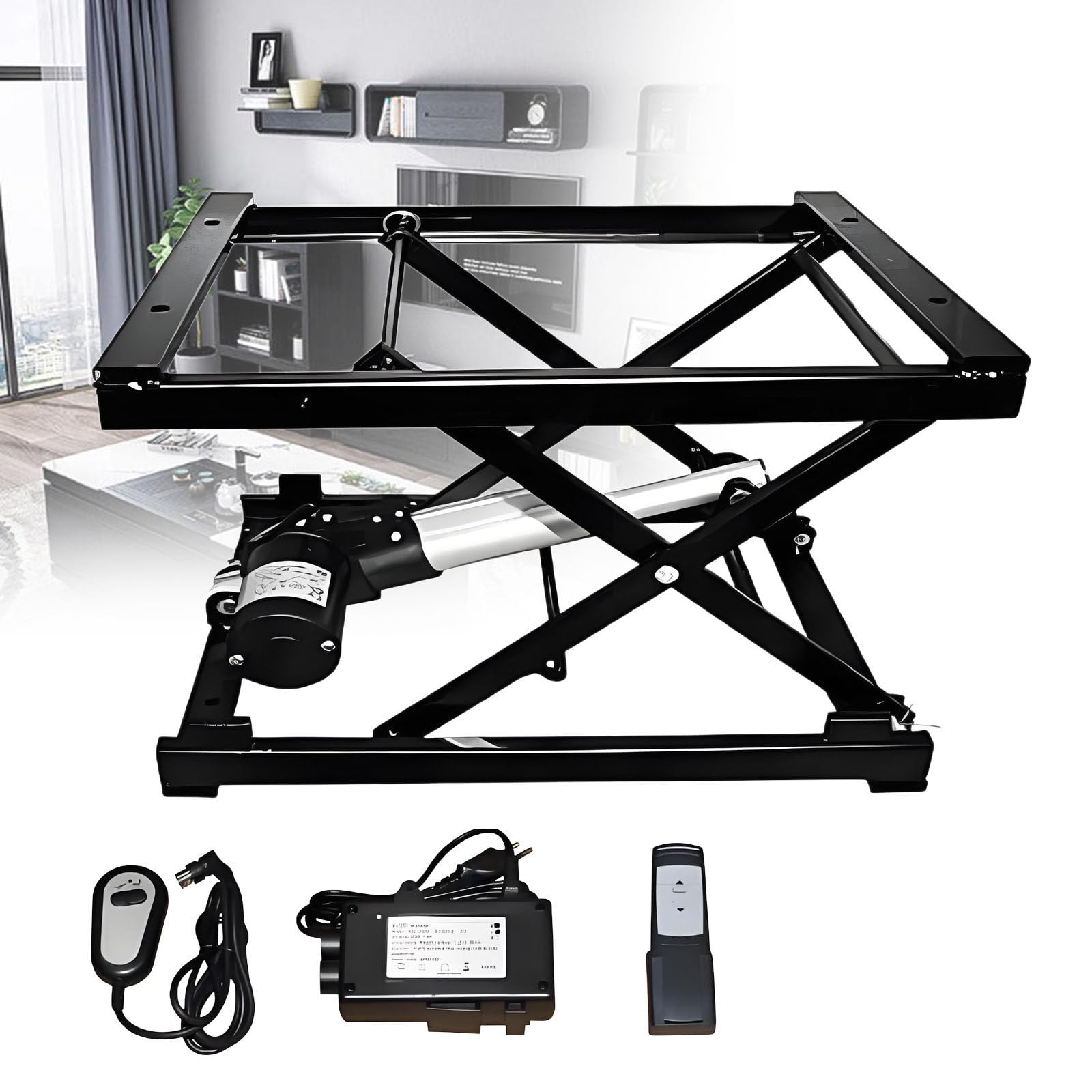 Gavscient Wirelessremotecontrol Electric Elevator Table, Electric Scissor Lift Table Capacity, Lifting Frame Manual Control Elevator Platform,Scissor Lift Table, Height Adjustment Electric Lift Platform