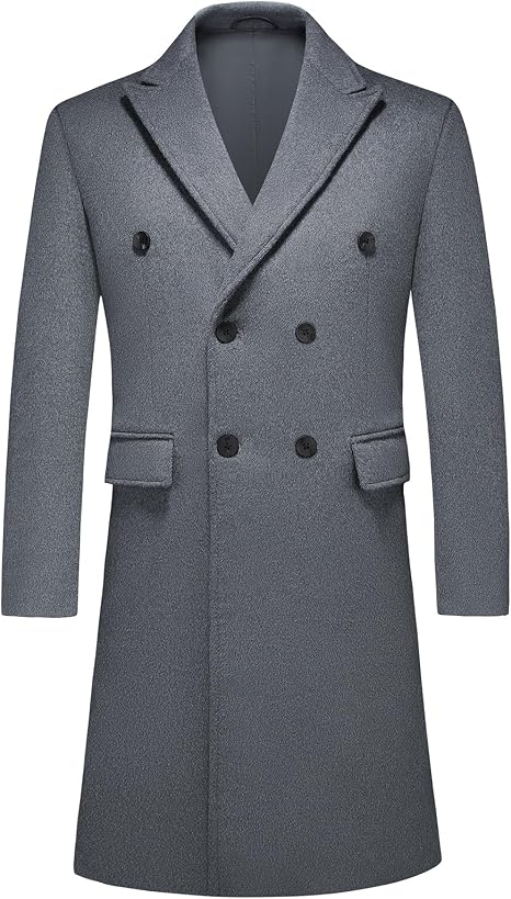 Manteau Hiver Homme Laine - Trench-Coat Long Épais - 70% Polyester 30% Laine - Taille S-3XL