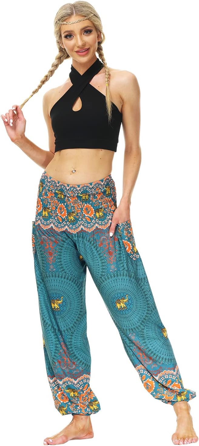 YAODAMAI Women's Printed Bloomers Casual Sports Yoga Pants Breathable Comfortable Lightweight Dance Bloomers