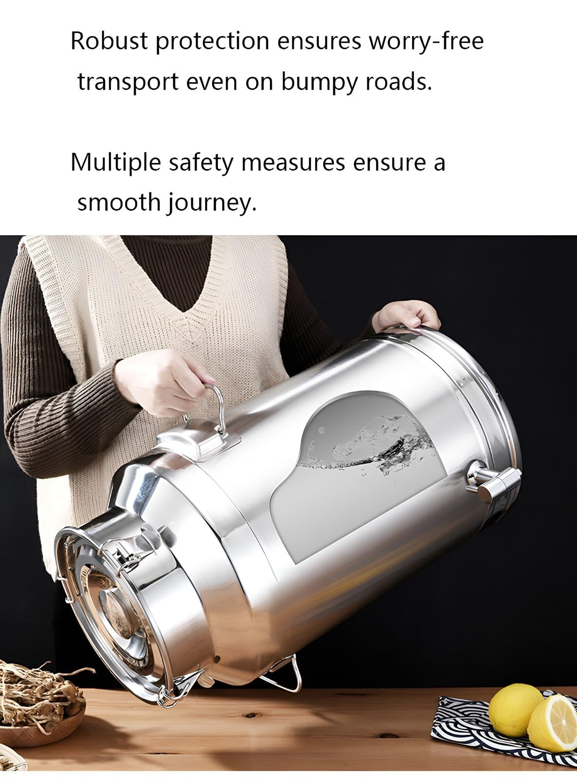 Contenitore per liquidi in acciaio inossidabile con rubinetto, dispenser durevole e sicuro per versare facilmente, ideale per bevande, oli e salse, design a prova di perdite