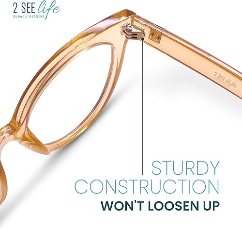 Miniatura 4 de 2SeeLife Gafas de lectura de ojo de gato TR-90 de gran tamaño para mujer  Ajuste estrecho-mediano, marco duradero y resistente, lectores premium,
