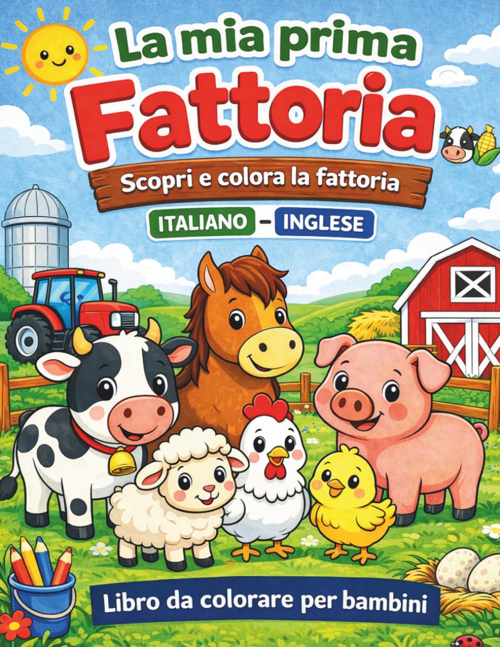 La mia prima fattoria: Scopri e colora la fattoria | Italiano-Inglese | Impara nuove parole con animali e oggetti | Libro educativo 2-5 anni