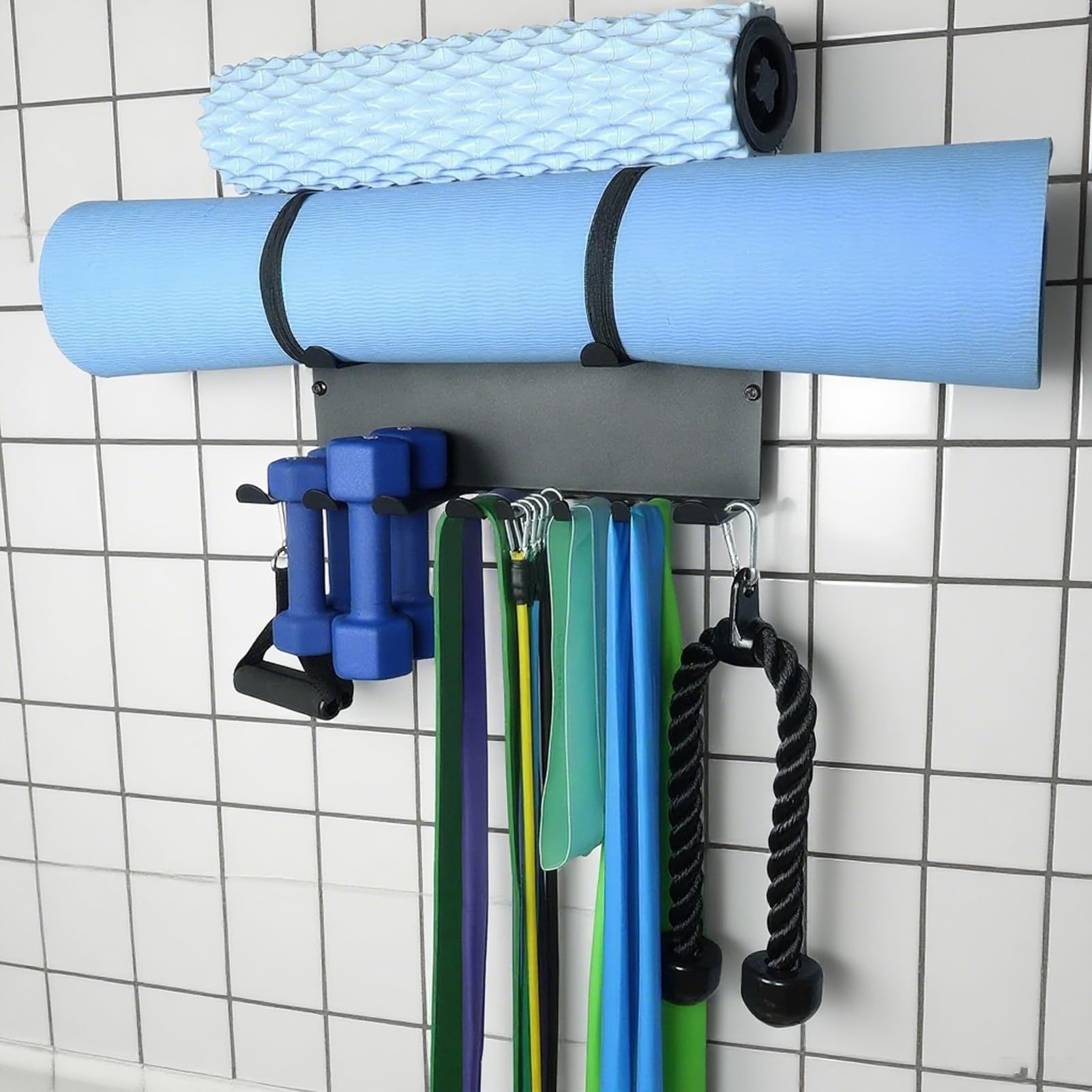 Organizador de Accesorios de Fitness,Solución de almacenamiento para equipos de entrenamiento | Estantes multifunción montados en la pared Equipo de ejercicio pesado para la pared del garaje