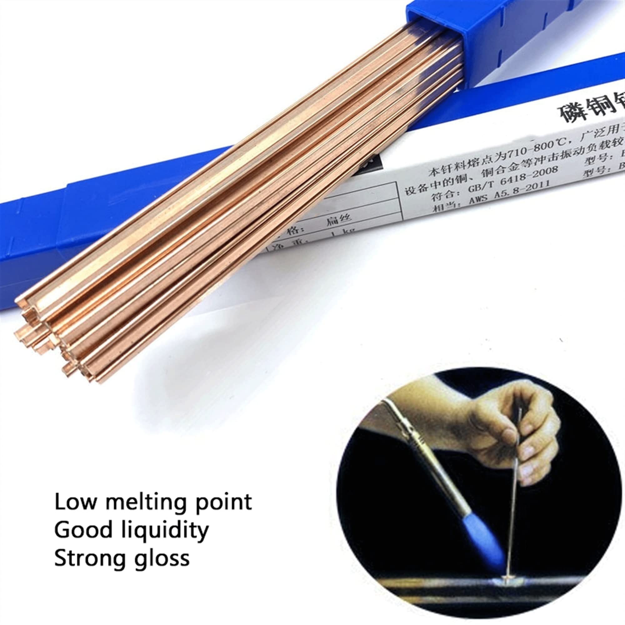 Srebrne pręty do lutowania twardego aluminium, Phosphor Copper Welding Rods Diameters 1mm To 3mm And 1.3x3.2mm 500mm Pack Of 5/10/20/50 Pcs(2.5mm,20pcs)