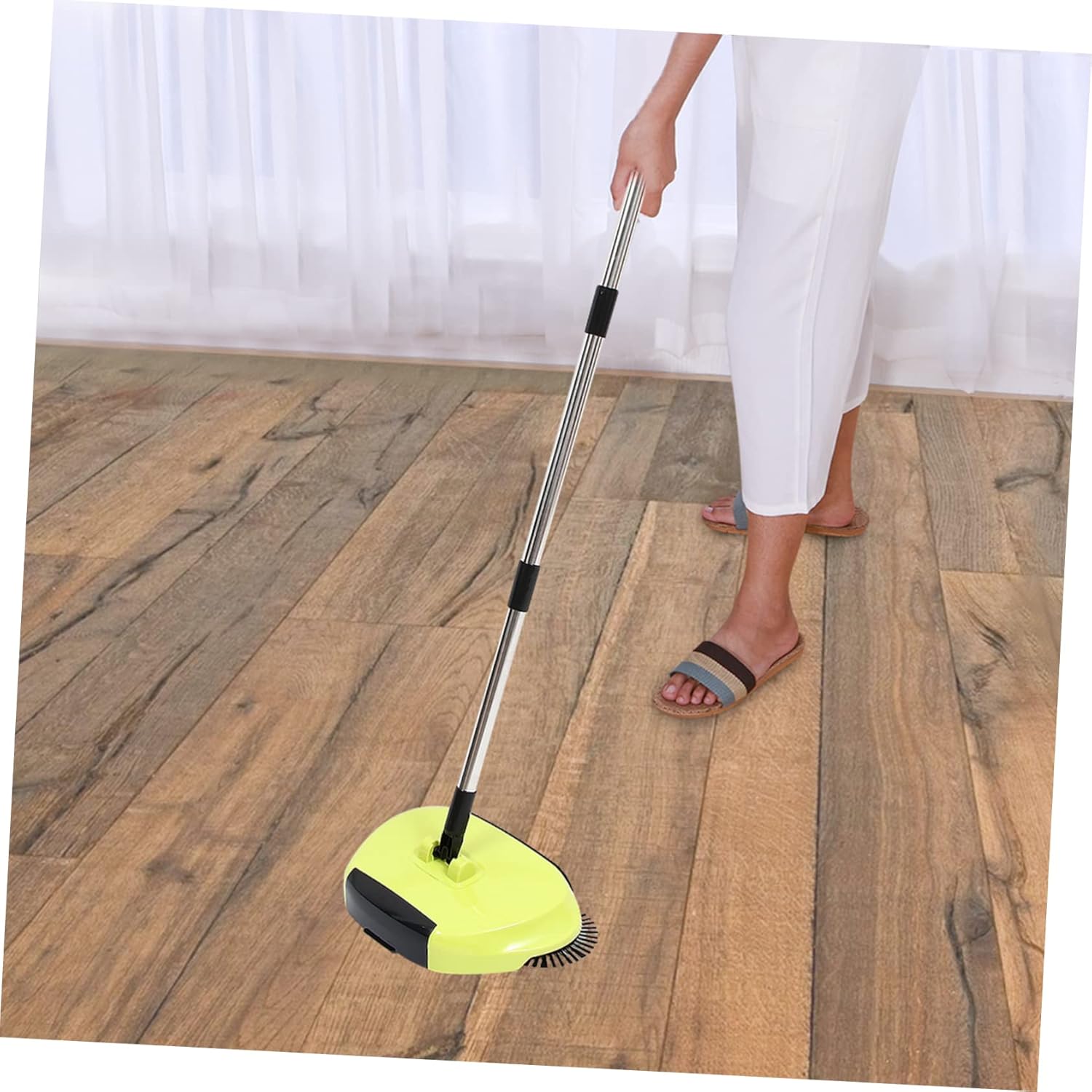 KICHOUSE Multi-Functional Hand Push Floor Sweeper Handle Rotating Dustpan and Trash Bin Effortlessly Cleans Hair and Debris in Corner Random