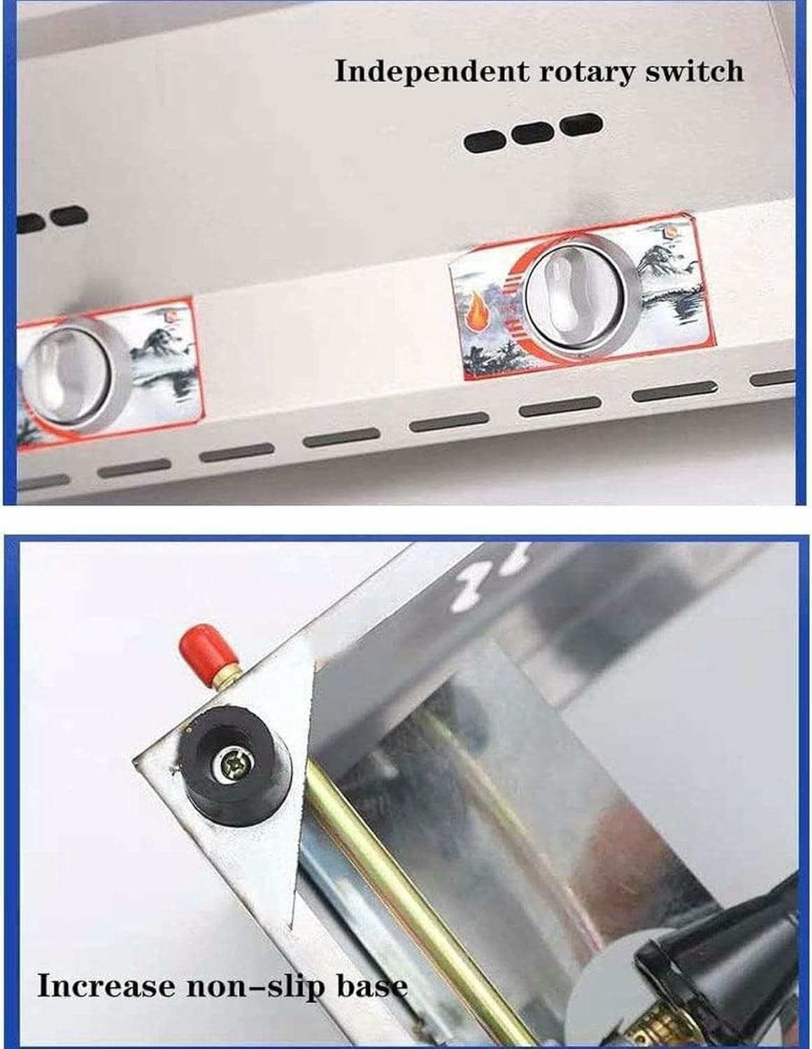 Commercial Fat Fryer Basket Commercial Deep Fat Fryer Multi-Function Gas Fryers Stainless Steel Fryer with Seasoning Trough and Frying Baskets Adjustable Firepower Large~/