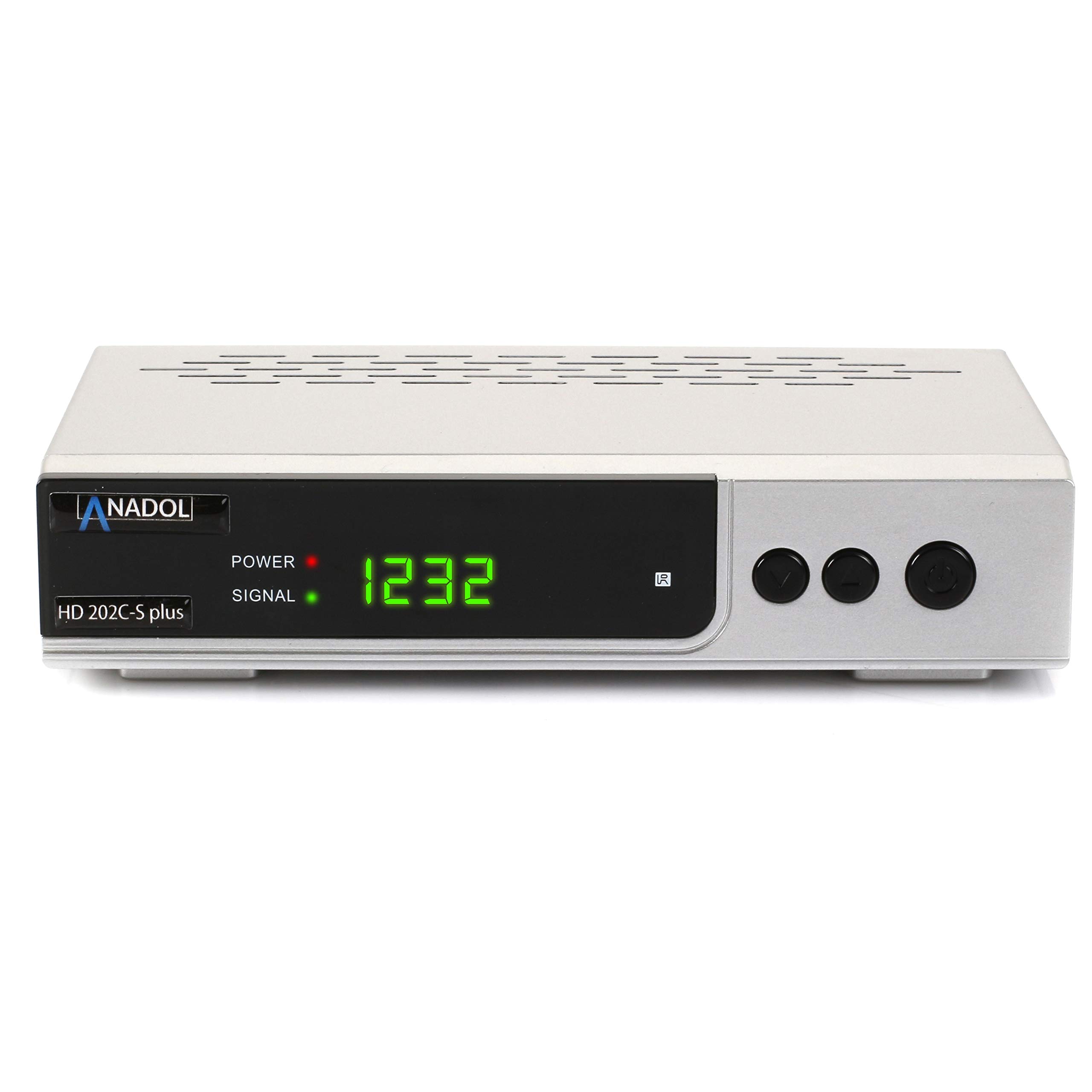 Anadol HD 202c-s Plus digitaler Full HD 1080p Kabel-Receiver [Kabelfernsehen für jeden Kabel-Anbieter geeignet] HDTV, DVB-C / C2, HDMI, SCART, Coaxial, Mediaplayer, USB 2.0 – Kabelreceiver Silber