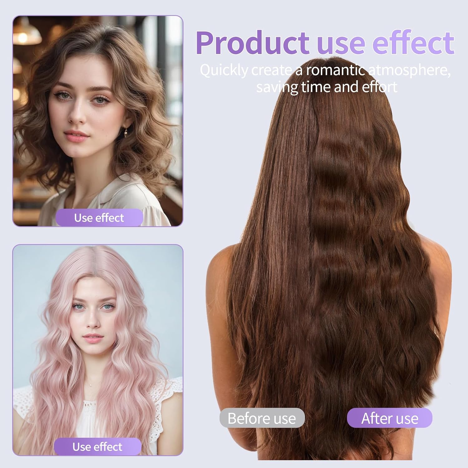 Velasko 2 Barrel Wave Curling Iron, 1.25 Inch Anti-Scald Waver Hair Tool, Double Anion Hot Tools Curling for Long Hair Women Need Beach Wide Deep Waver (Purple)