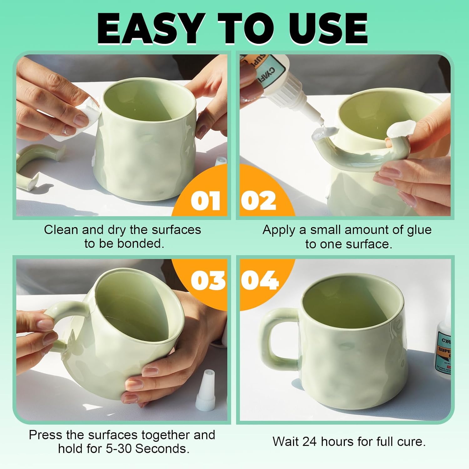 Super CA Glue Liquid, Clear Quick Dry Cyanoacrylate Adhesive for Wood Plastic Leather Metal Pottery Glass Ceramic Shoe Sole Repair, Instant Strong Bond for Jewelry, Craft, 3D Models, Woodworking