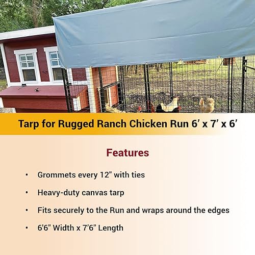 Miniatura 3 de OverEZ - Funda de lona para gallinero (no incluido), se adapta al corral de 8 pies (6 pies 6 pulgadas de ancho x 7 pies 6 pulgadas de largo x 7 pies
