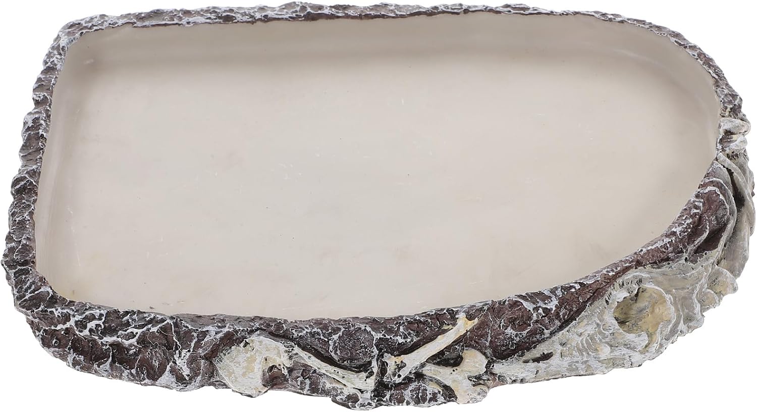 DOITOOL Reptile Feeding Holder Oval Resin Basin for Snake Lizard Tortoise Terrarium Supplies Crawling Pet Water Drinking Bowl