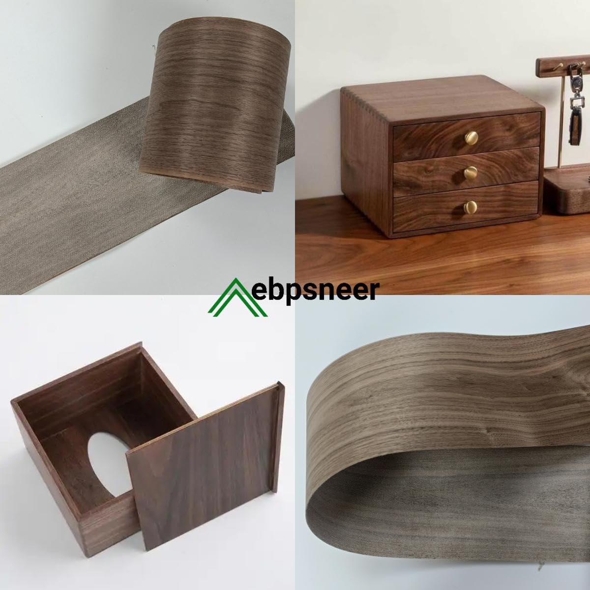 Black Walnut Wood Veneer Sheet,Flat Cut,8.5''x 98'',Iron On Stick Veneer Roll Without Paper,Pre-glued Hot Melt Self Adhesive Walnut Tape for Cabinet Furniture Plywood Laminate Speaker Renovation