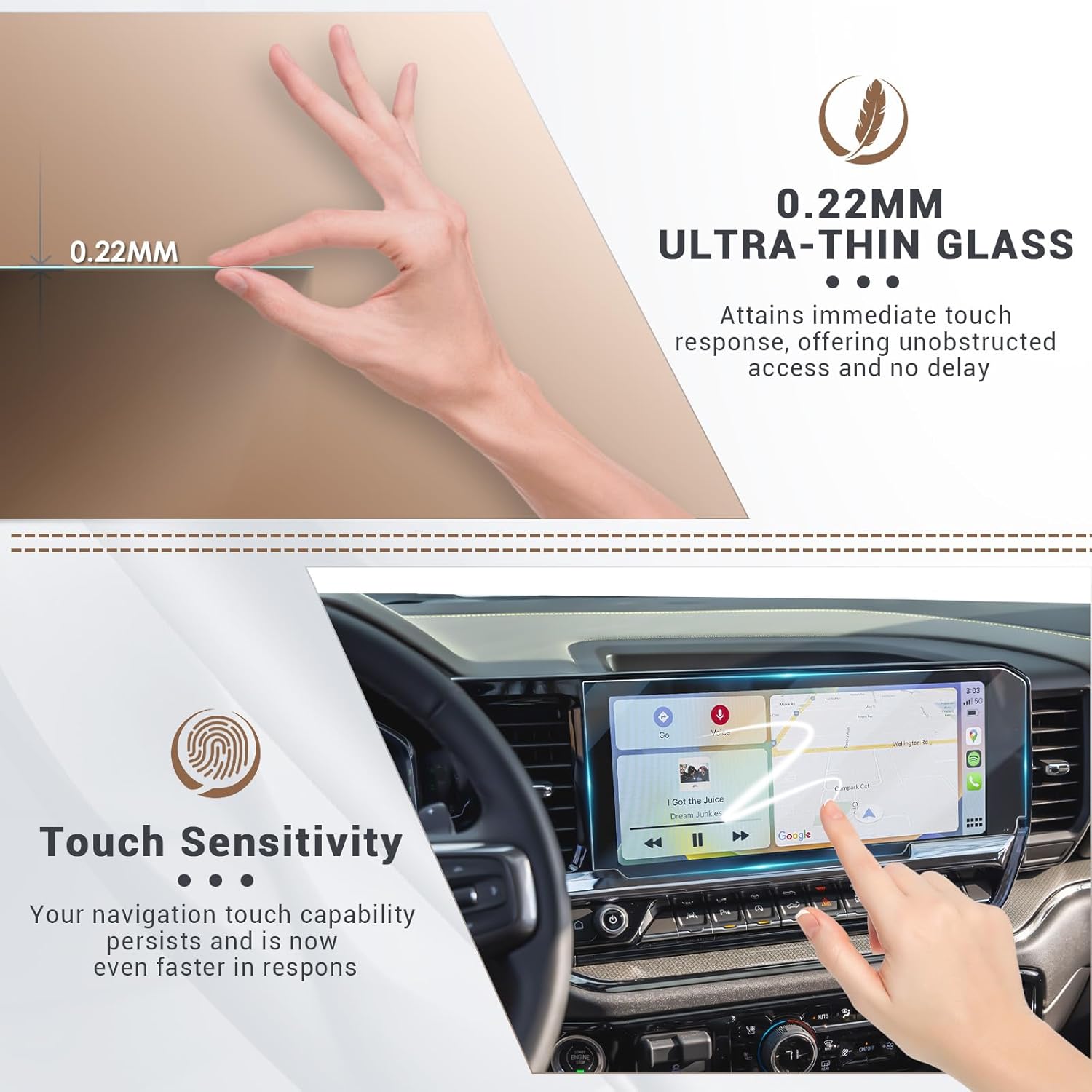 3 Pack Screen Protector for Silverado 2022 2023 2024 2025 2026 Chevy Silverado 2500 HD Accessories 2026 Silverado Screen Protector 13.4'' for 2024 Chevy Silverado Screen Cover Glass ZR2 Silverado
