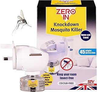 Zero In Knockdown Plug-In Mosquito Killer - Odour-Free Plug-In Insect Repellent Unit - Kills Mosquitoes, Midges, & Biting Insects on Contact - Provides Up to 45 Nights of Protection - 30ml Bottle