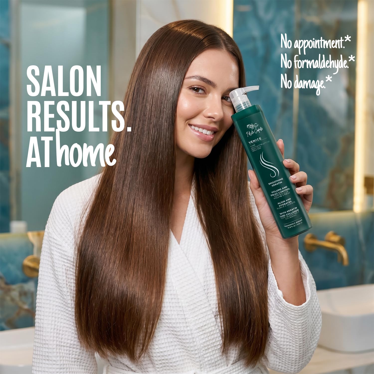 I Belli Capelli Venice Organic Keratin Hair Treatment Straightening in 1 Step - Formaldehyde Free, Organisches Keratin, Keratin Para Alisar El Pelo Sin Formol, Brazilian Keratin (16.9 Fl Oz/ 500 ml)
