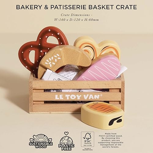 Miniatura 3 de Le Toy Van - Cesta de Panadero de Madera Educativa del Mercado Honeybee  Comida de Juego de Madera  Comida de Tienda de Juego de Supermercado